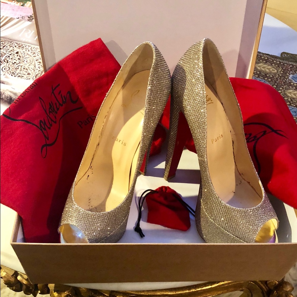 Ch. Louboutin Altareva 160 Glitter Peeptoe SZ 39